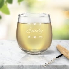 Arrow Engraved Stemless Wine Glass
