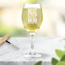 Best Step Mum Engraved Wine Glass
