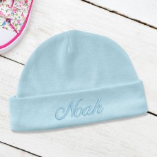 Embroidered Blue Baby Beanie