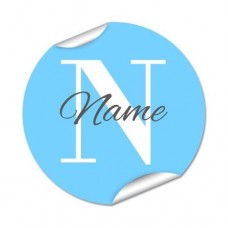 Blue Monogram Round Name Label