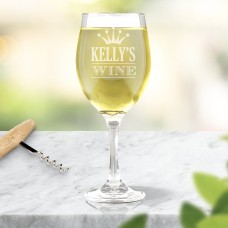 Crown Design Engraved Wine Glass