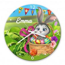 Easter Bunny Glass Wall Clock