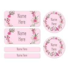 Flower Wreath Mixed Name Label Pack