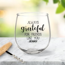 Grateful Stemless Wine Glass