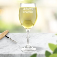 Holiday Cheer Engraved Wine Glass