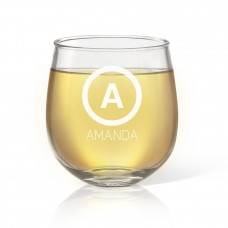 Initial Engraved Stemless Wine Glass