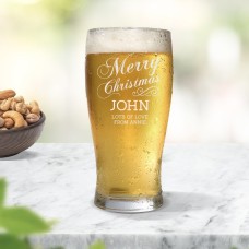 Merry Christmas Engraved Standard Beer Glass