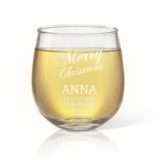 Merry Christmas Engraved Stemless Wine Glass