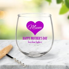 Mum in Heart Stemless Wine Glass