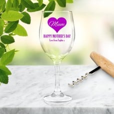 Mum in Heart Wine Glass