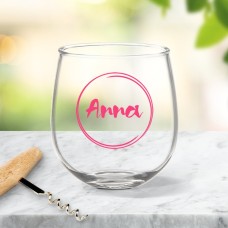 Name in Circle Stemless Wine Glass