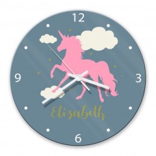 Pink Unicorn Glass Wall Clock