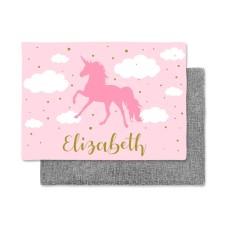 Pink Unicorn Linen Placemats