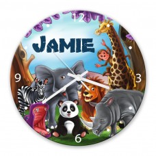 Visits the Zoo Glass Wall Clock