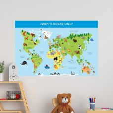World Map Educational Wall Decal