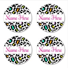 Leopard Print Round Name Label