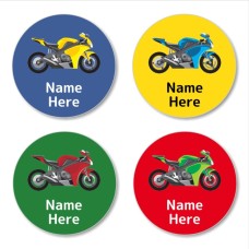 Motorbike Round Name Label