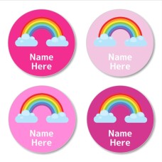 Rainbow Round Name Label