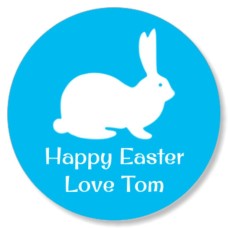 Bunny Silhouette Round Easter Label