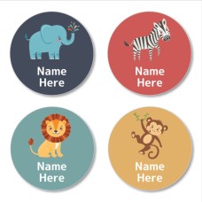 Zoo Animals Round Name Label