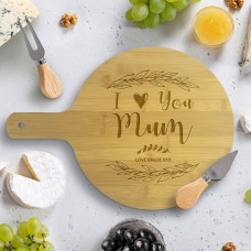 Love You Round Bamboo Serving Board