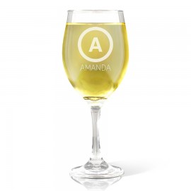 Initial Engraved Wine Glass