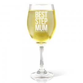 Best Step Mum Engraved Wine Glass