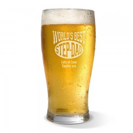 World's Best Step-Dad Engraved Standard Beer Glass