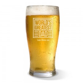 World's Greatest Dad Engraved Standard Beer Glass