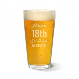 [US-Only] Fancy Happy Birthday Engraved Standard Beer Glass