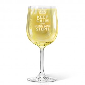 [US Only] Keep Calm Engraved Wine Glass