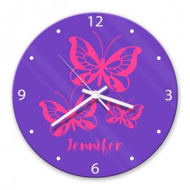 Butterflies Glass Wall Clock