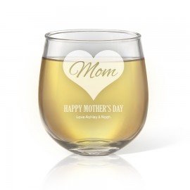 Mum in Heart Engraved Stemless Wine Glass