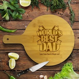 World's Best Dad Round Bamboo Paddle Board