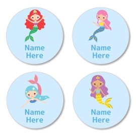 Mermaids Round Name Label