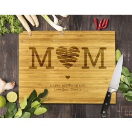 Mum Heart Bamboo Cutting Board