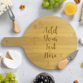 Add Your Own Message Round Bamboo Serving Board