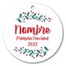 Holly First Christmas Round Porcelain Ornament - ES