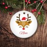 Reindeer Face Round Porcelain Ornament