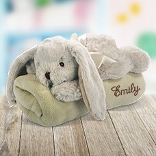 Embroidered Blanket with Rabbit