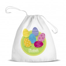 Easter Eggs White Drawstring Bag