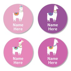 Llama Round Name Label