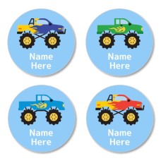 Monster Truck Round Name Label