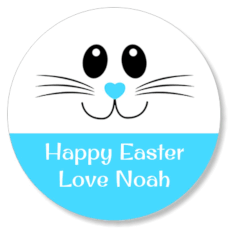 Bunny Face Round Easter Label